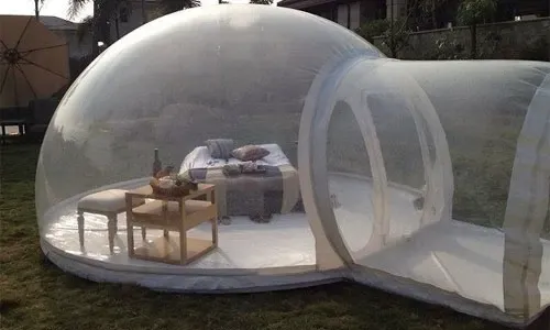 This transparent inflatable tent lets you sleep underneath the stars