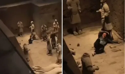 مسؤولون: رجل يقفز داخل عرض جيش الطين الصيني