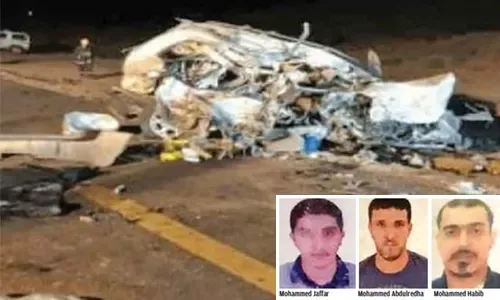 مصرع ثلاثة بحرينيين في حادث تصادم مروع مع شاحنة في السعودية
